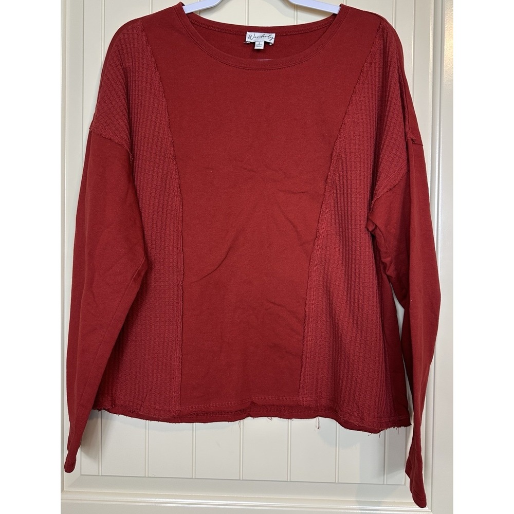 Wonderly long sleeve boxy womens‎ comfort casual top sz L GUC